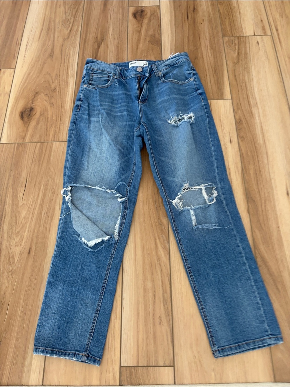 Garage Women's Distressed Light Blue Boyfriend Jeans